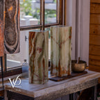 Bamboo Onyx Table Lamp Pair – Dark Edition #2 – 19.75" Tall × 6" Wide Each
