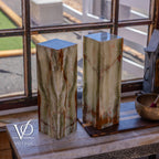 Bamboo Onyx Table Lamp Pair – Dark Edition #2 – 19.75" Tall × 6" Wide Each