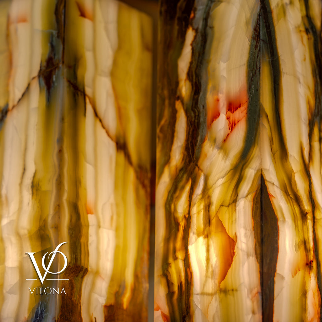 Bamboo Onyx Table Lamp Pair – Dark Edition #2 – 19.75" Tall × 6" Wide Each