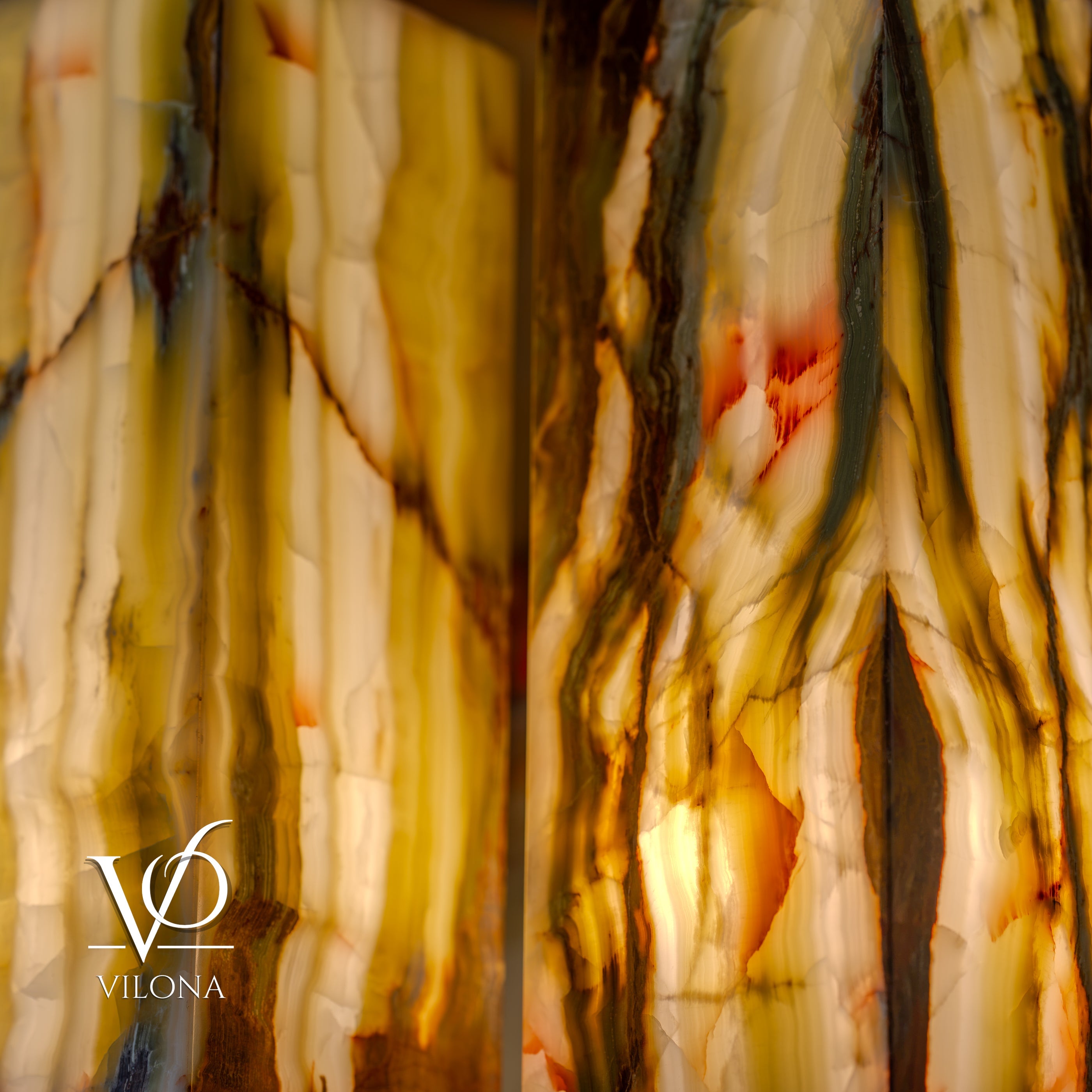 Bamboo Onyx Table Lamp Pair – Dark Edition #2 – 19.75" Tall × 6" Wide Each