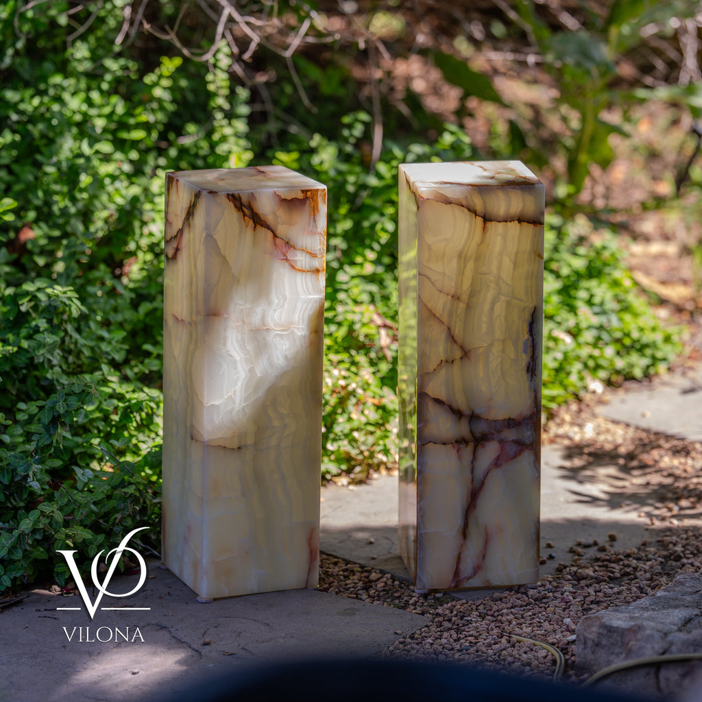 Bamboo Onyx Table Lamp Pair – Light Edition #3 – 19.75" Tall × 6" Wide Each