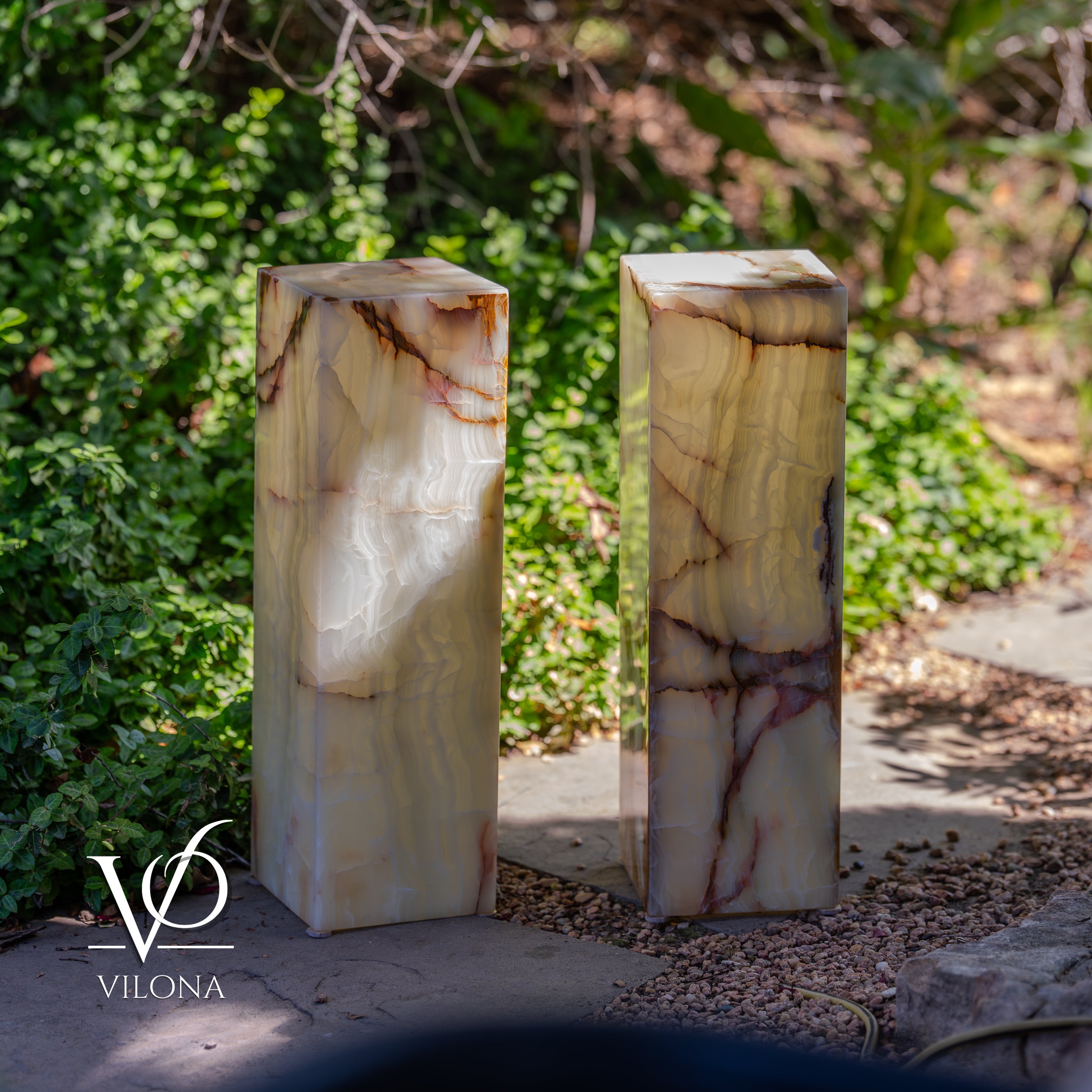 Bamboo Onyx Table Lamp Pair – Light Edition #3 – 19.75" Tall × 6" Wide Each