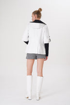 The Hudson White Leather Women Jacket