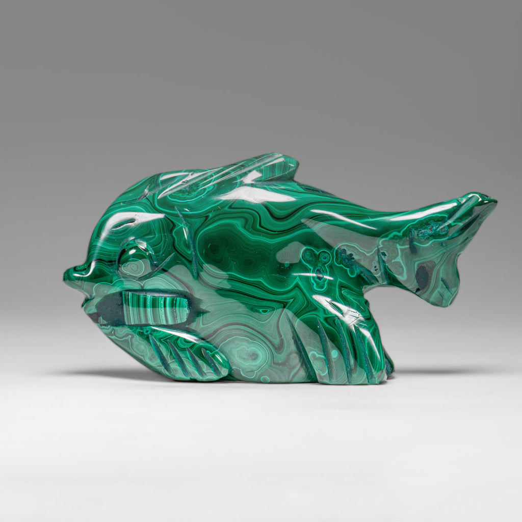 Genuine Polished Malachite Fish Carving (280 grams)