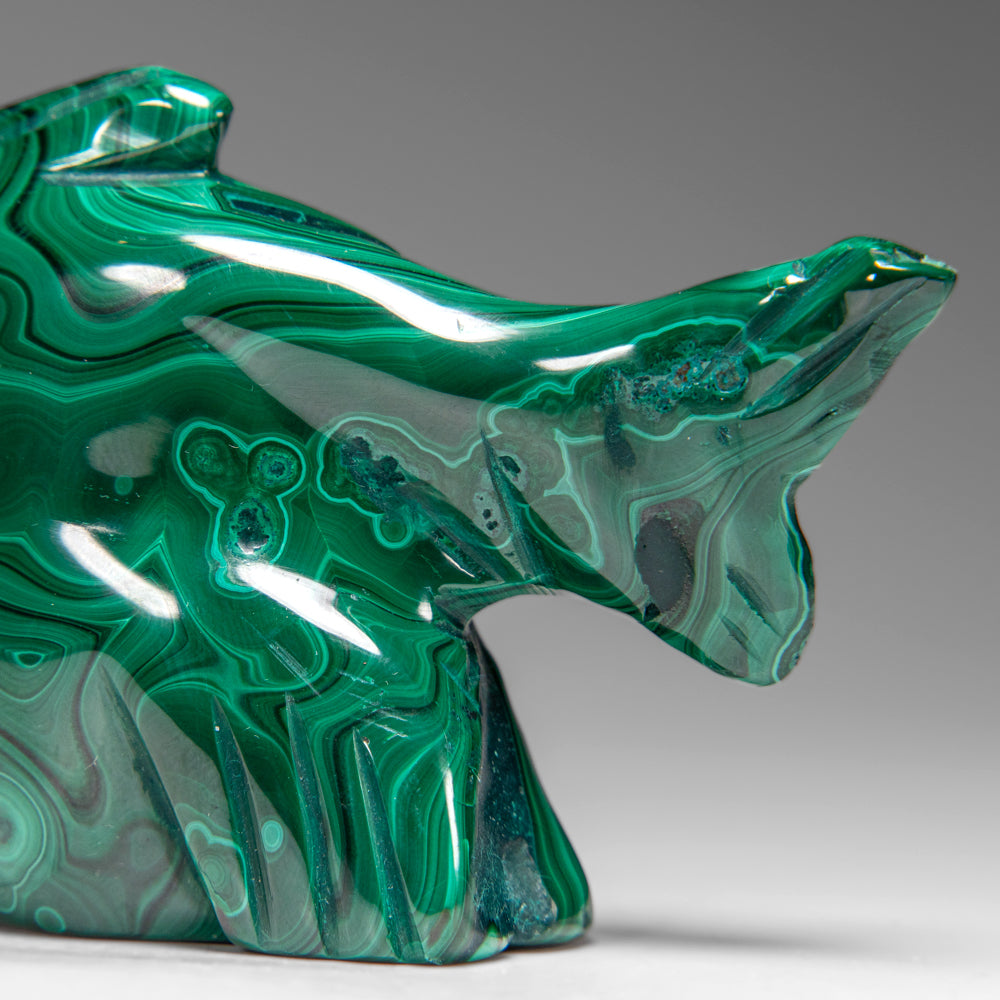 Genuine Polished Malachite Fish Carving (280 grams)