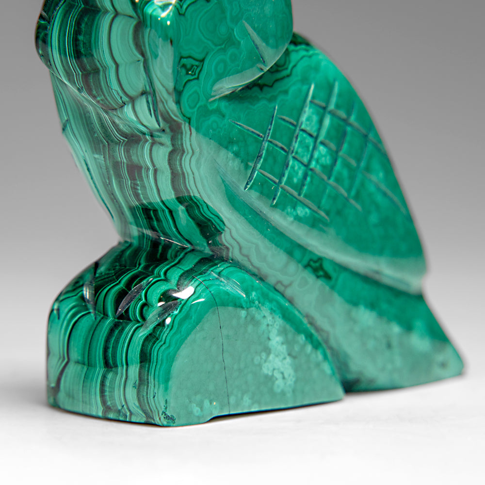 Genuine Polished Malachite Owl Carving (220 grams)