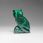 Genuine Polished Malachite Owl Carving (194.2 grams)