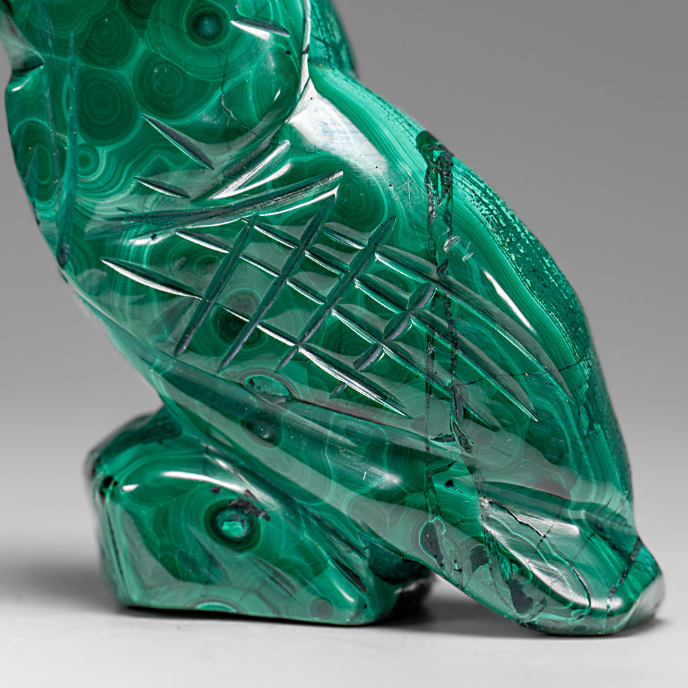 Genuine Polished Malachite Owl Carving (145.2 grams)
