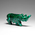 Genuine Polished Malachite Rhino Carving (272.4 grams)