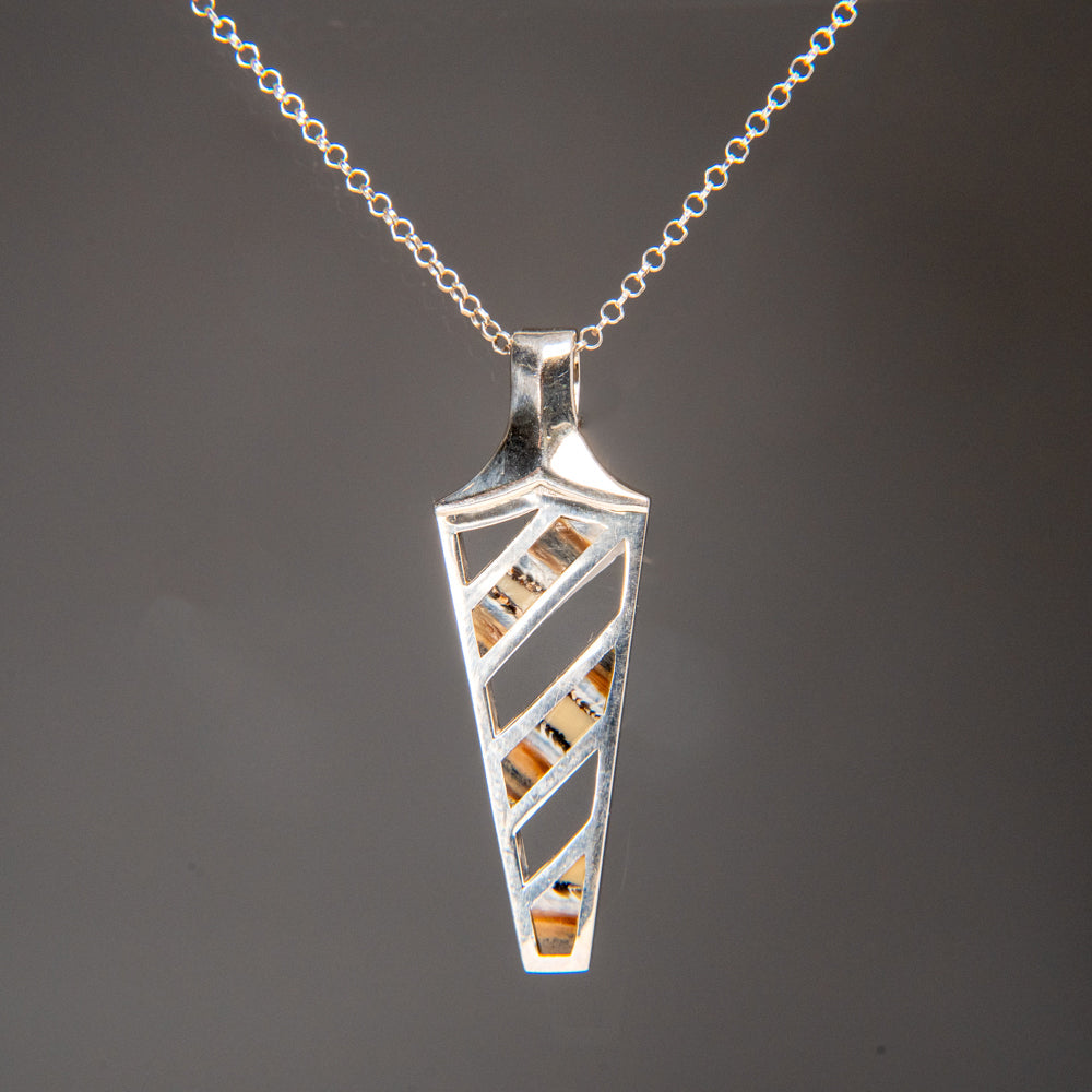 Genuine Mammoth Molar Ingot Pendant with 18" Sterling Necklace