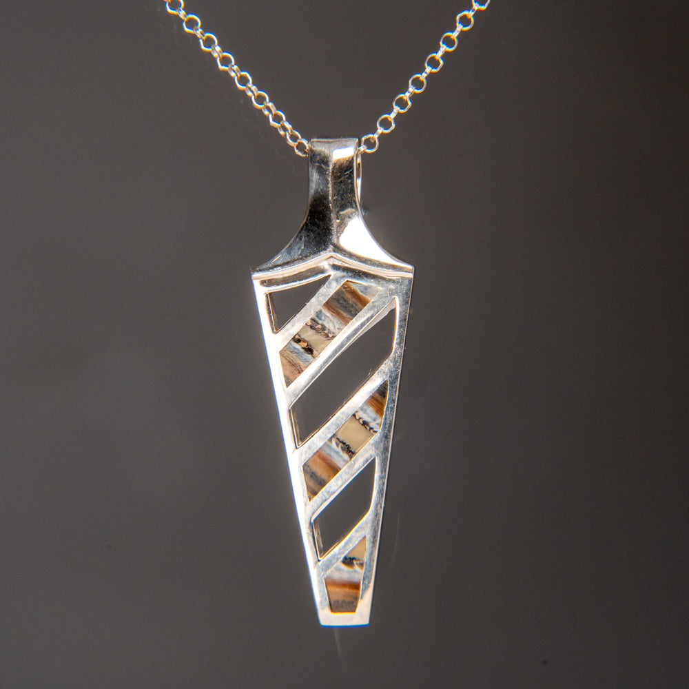 Genuine Mammoth Molar Ingot Pendant with 18" Sterling Necklace