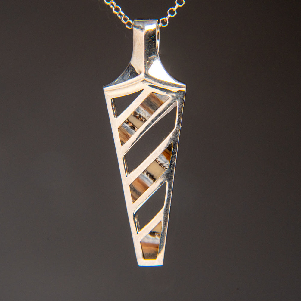 Genuine Mammoth Molar Ingot Pendant with 18" Sterling Necklace