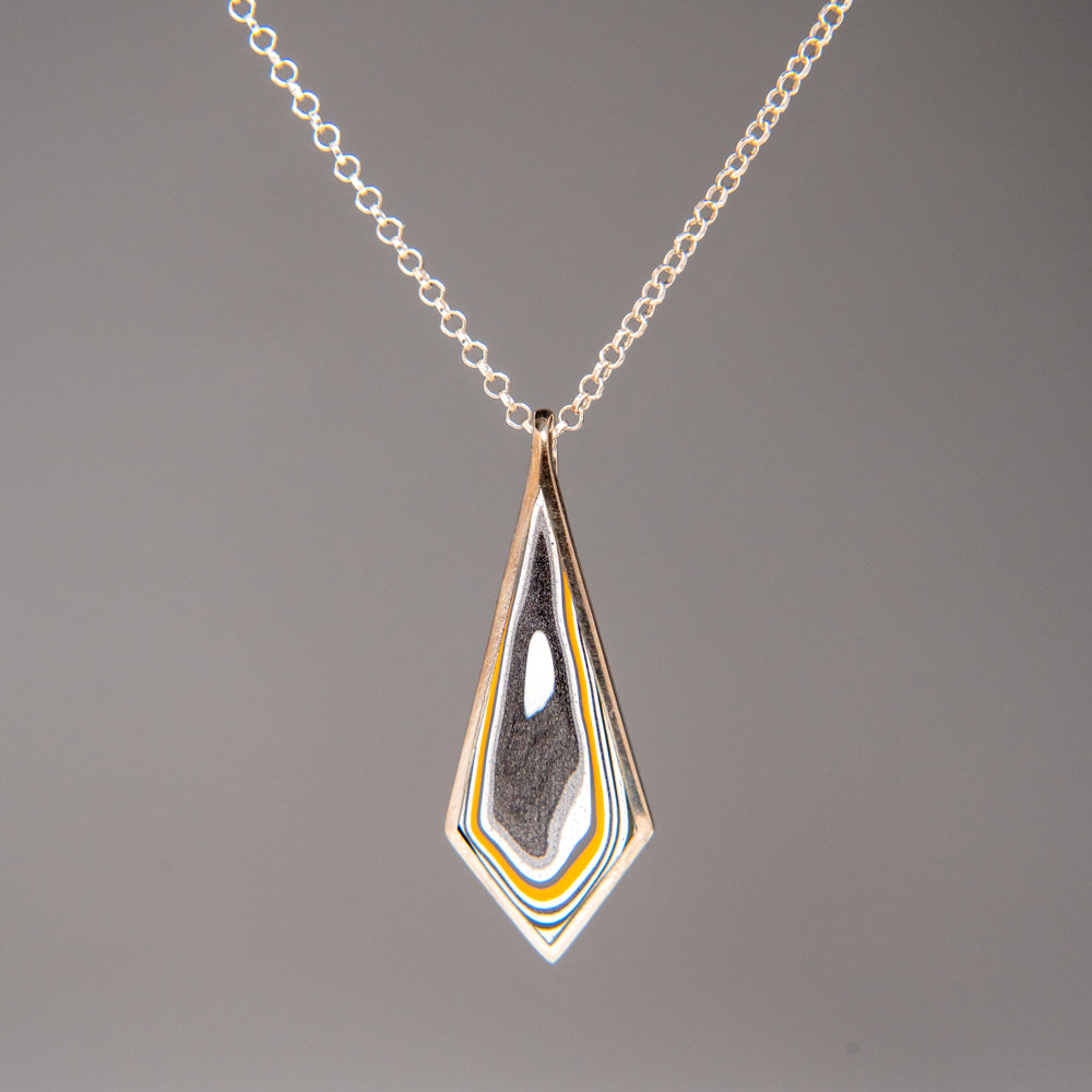 Genuine Fordite Sterling Silver Pendant with 18" Sterling Necklace