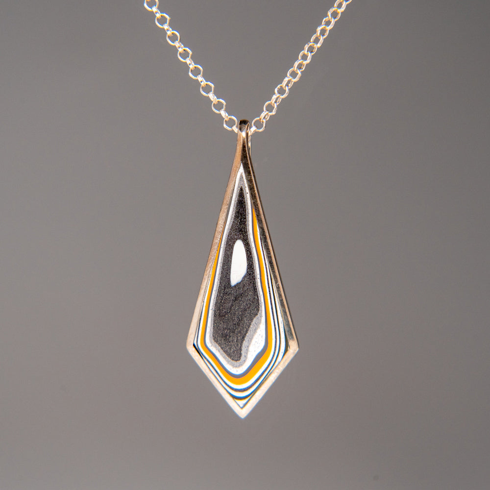 Genuine Fordite Sterling Silver Pendant with 18" Sterling Necklace