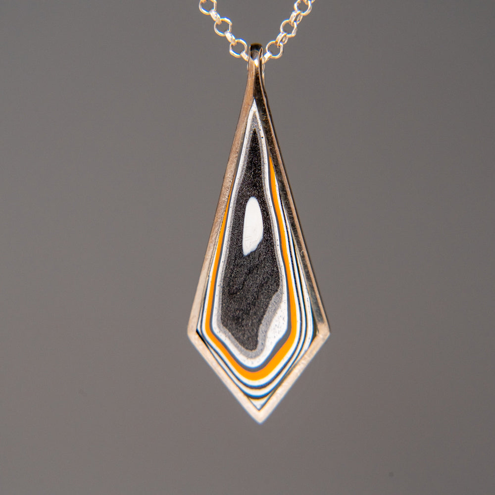 Genuine Fordite Sterling Silver Pendant with 18" Sterling Necklace