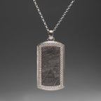 Muonionalusta Meteorite Dog Tag Pendant with 18" Sterling Silver Chain