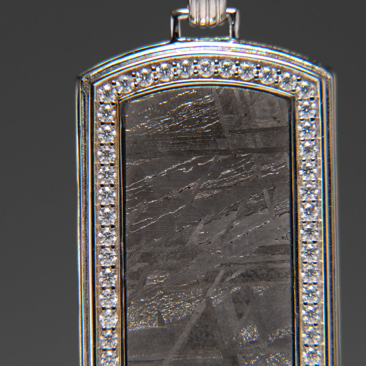 Muonionalusta Meteorite Dog Tag Pendant with 18" Sterling Silver Chain