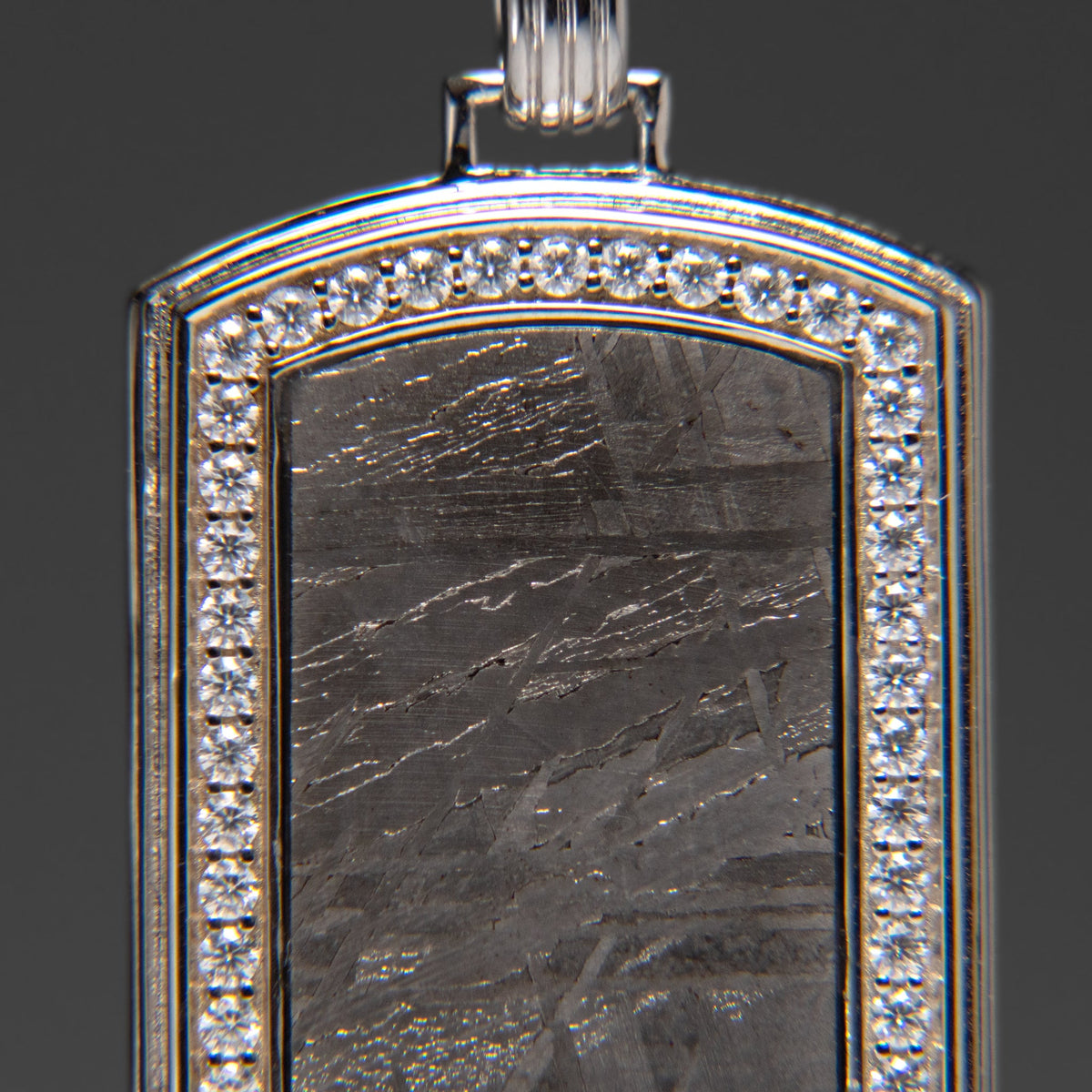 Muonionalusta Meteorite Dog Tag Pendant with 18" Sterling Silver Chain