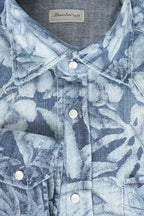Sartorio Floral Denim Snap Button Cotton Overshirt