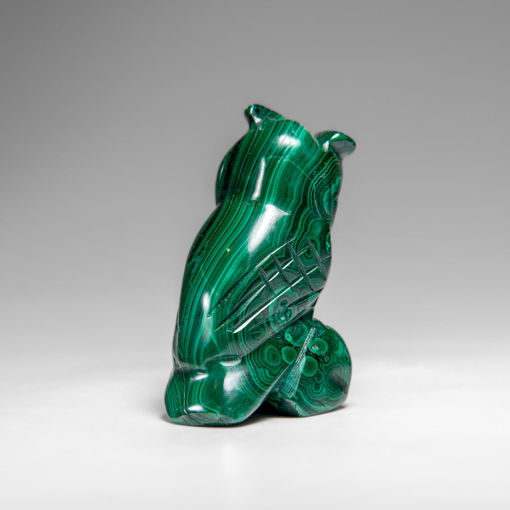 Genuine Polished Malachite Owl Carving (149.3 grams)
