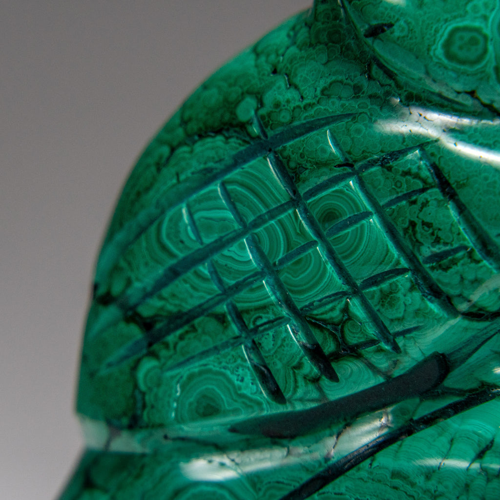 Genuine Polished Malachite Owl Carving (170 grams)