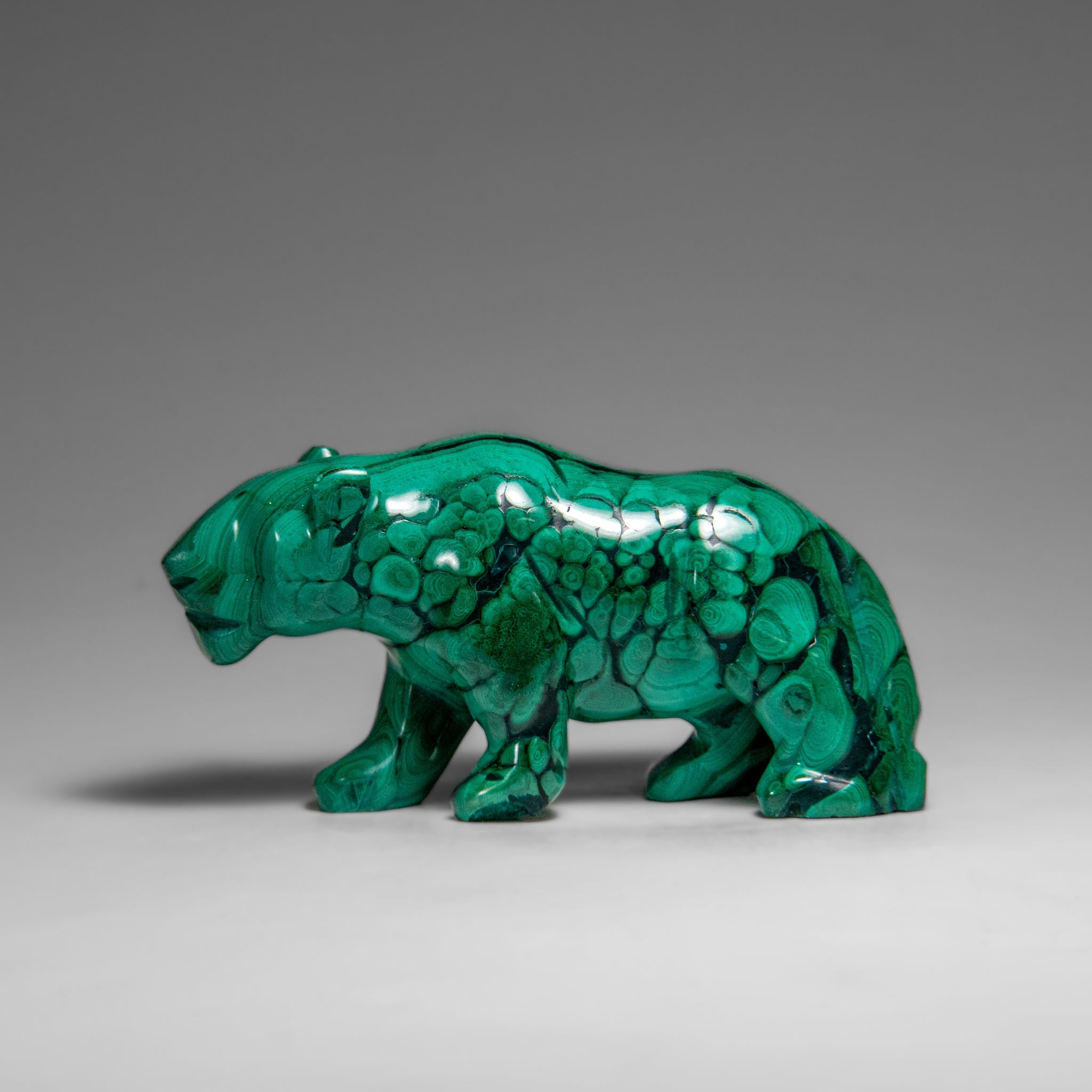 Genuine Polished Malachite Panther Carving (242.2 grams)