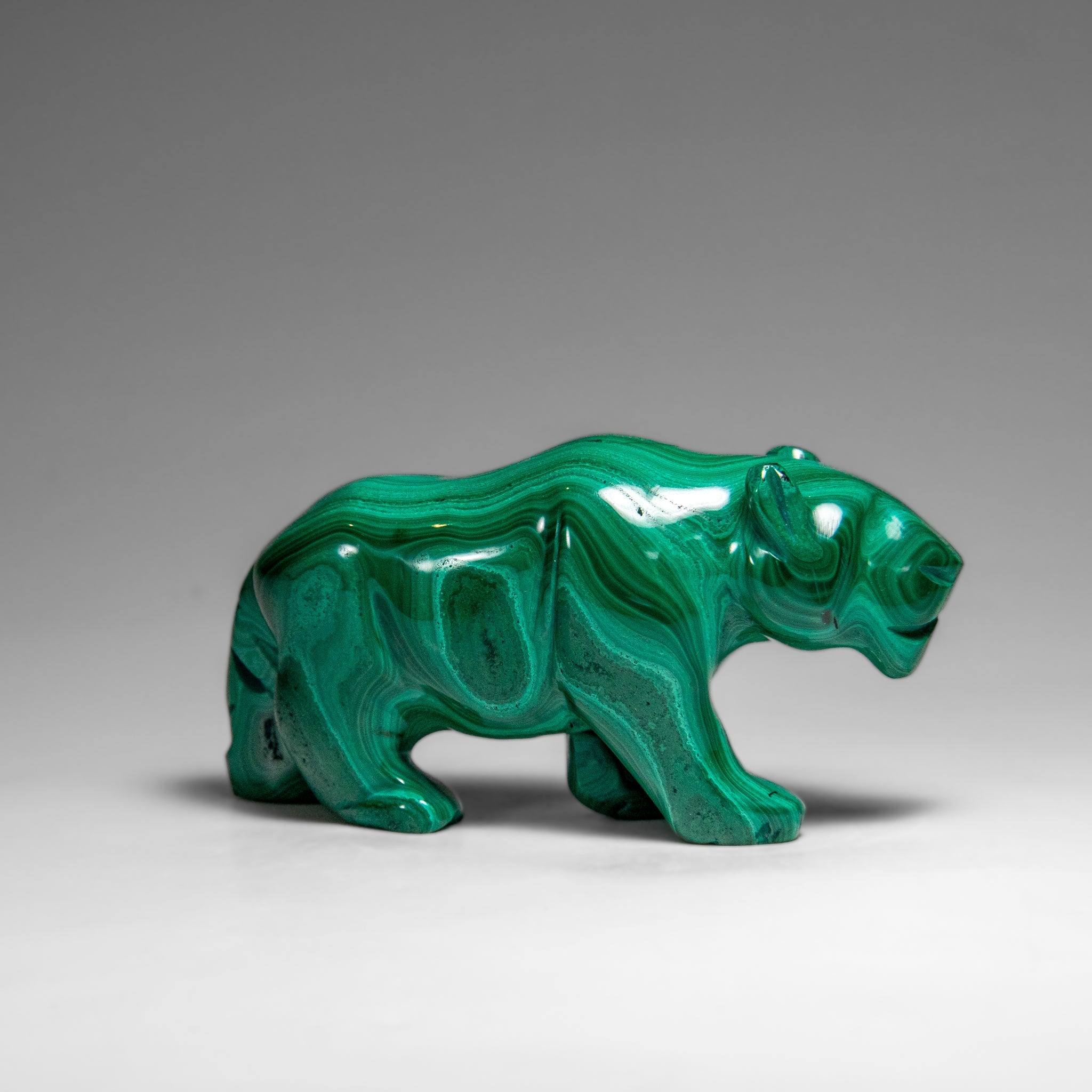 Genuine Polished Malachite Panther Carving (242.2 grams)