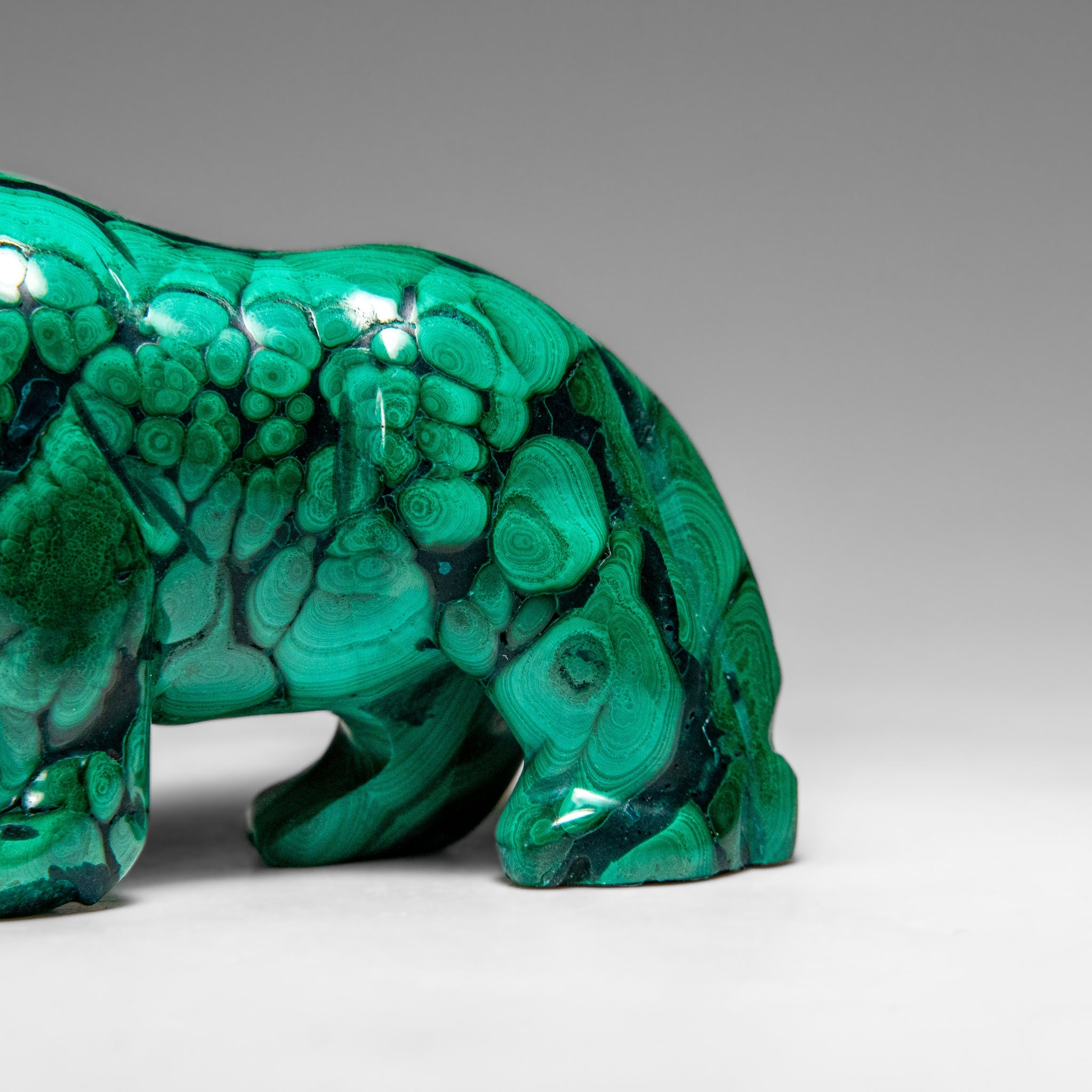 Genuine Polished Malachite Panther Carving (242.2 grams)