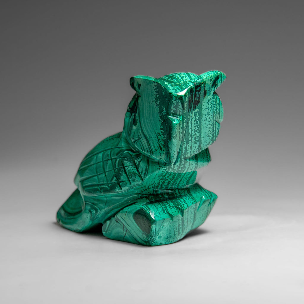 Genuine Polished Malachite Owl Carving (298 grams)