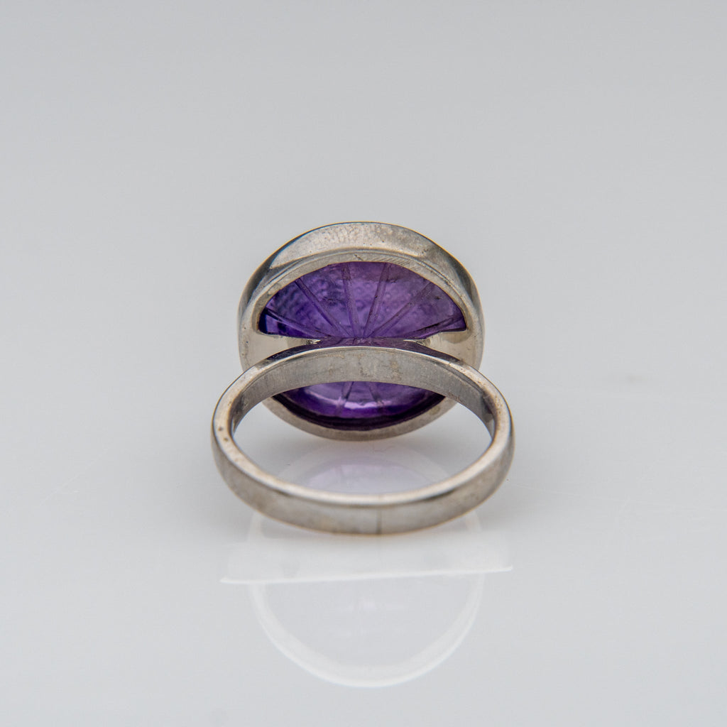 Amethyst Gemstone Sterling Silver Ring (Size 6 3/4)