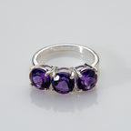 Amethyst Gemstone Sterling Silver Ring (Size 6 3/4)