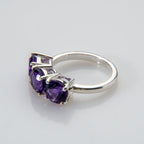 Amethyst Gemstone Sterling Silver Ring (Size 6 3/4)