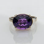 Amethyst Gemstone Sterling Silver Ring (Size 6)