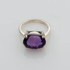 Amethyst Gemstone Sterling Silver Ring (Size 6)