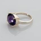 Amethyst Gemstone Sterling Silver Ring (Size 6)