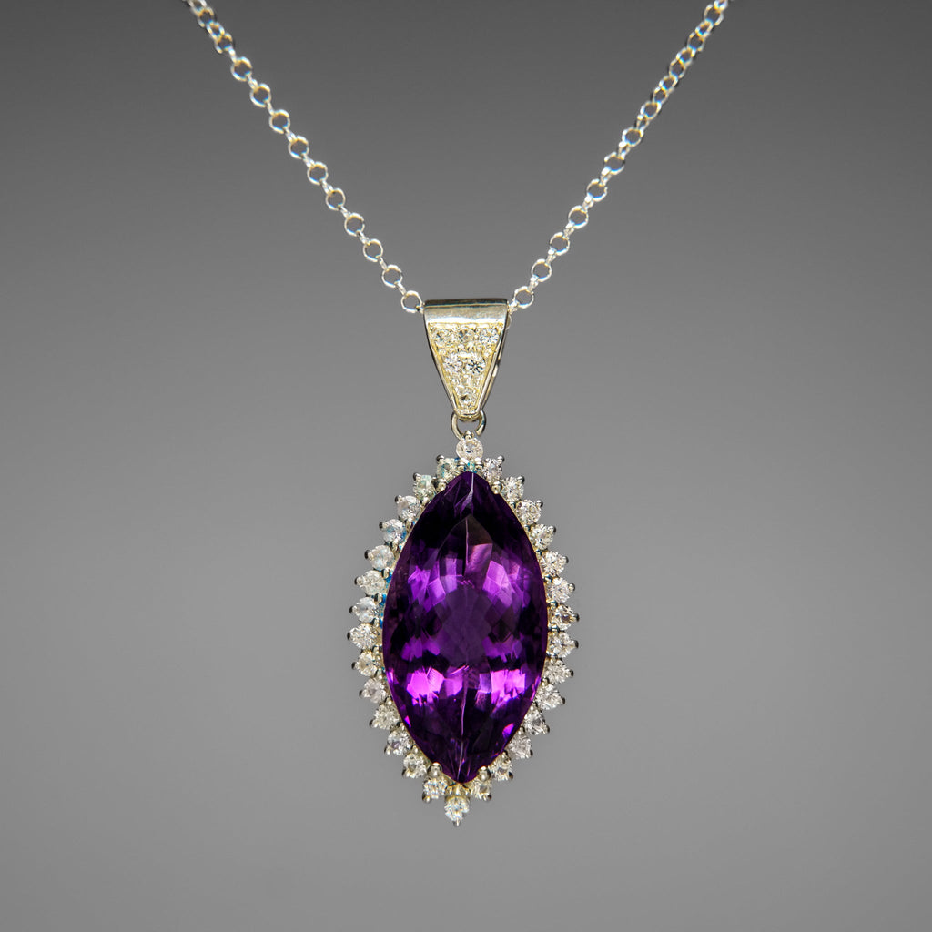 Sterling Silver Amethyst Gemstone Pendant with 18" Sterling Silver Chain
