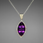 Sterling Silver Amethyst Gemstone Pendant with 18" Sterling Silver Chain