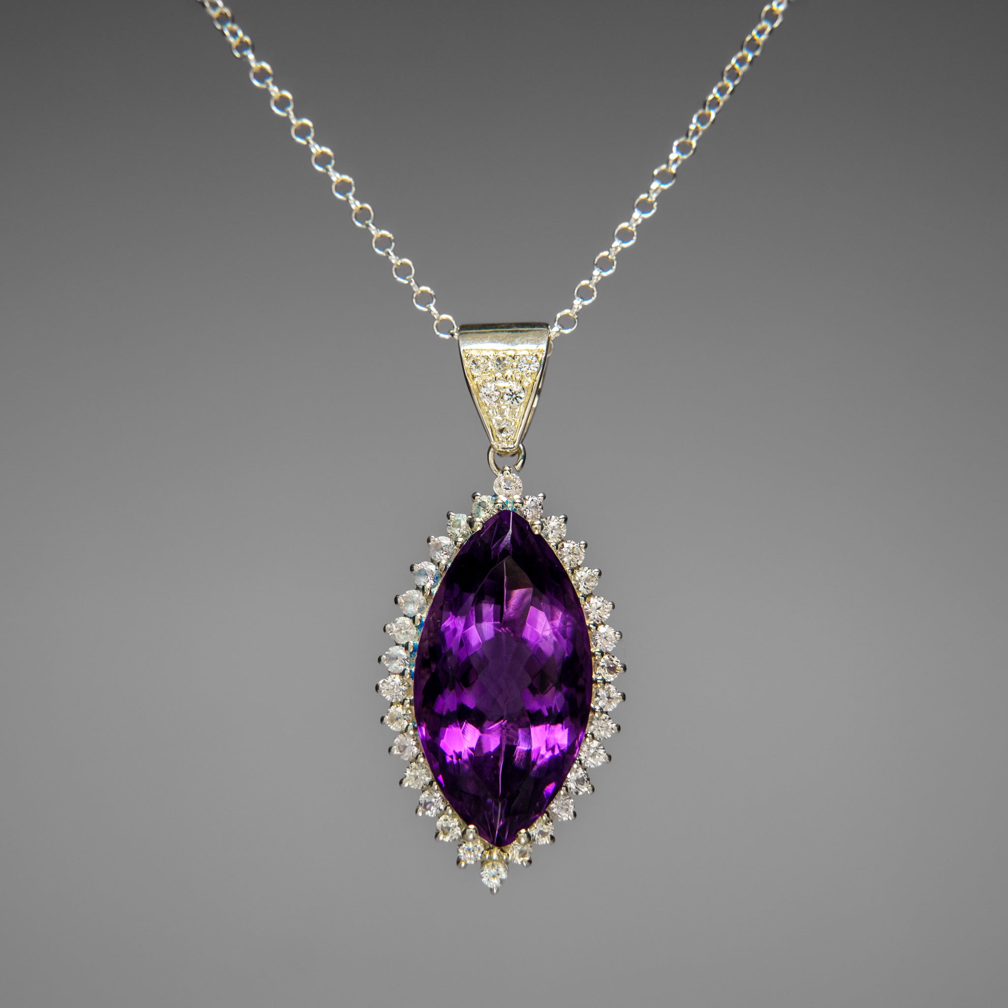 Sterling Silver Amethyst Gemstone Pendant with 18" Sterling Silver Chain