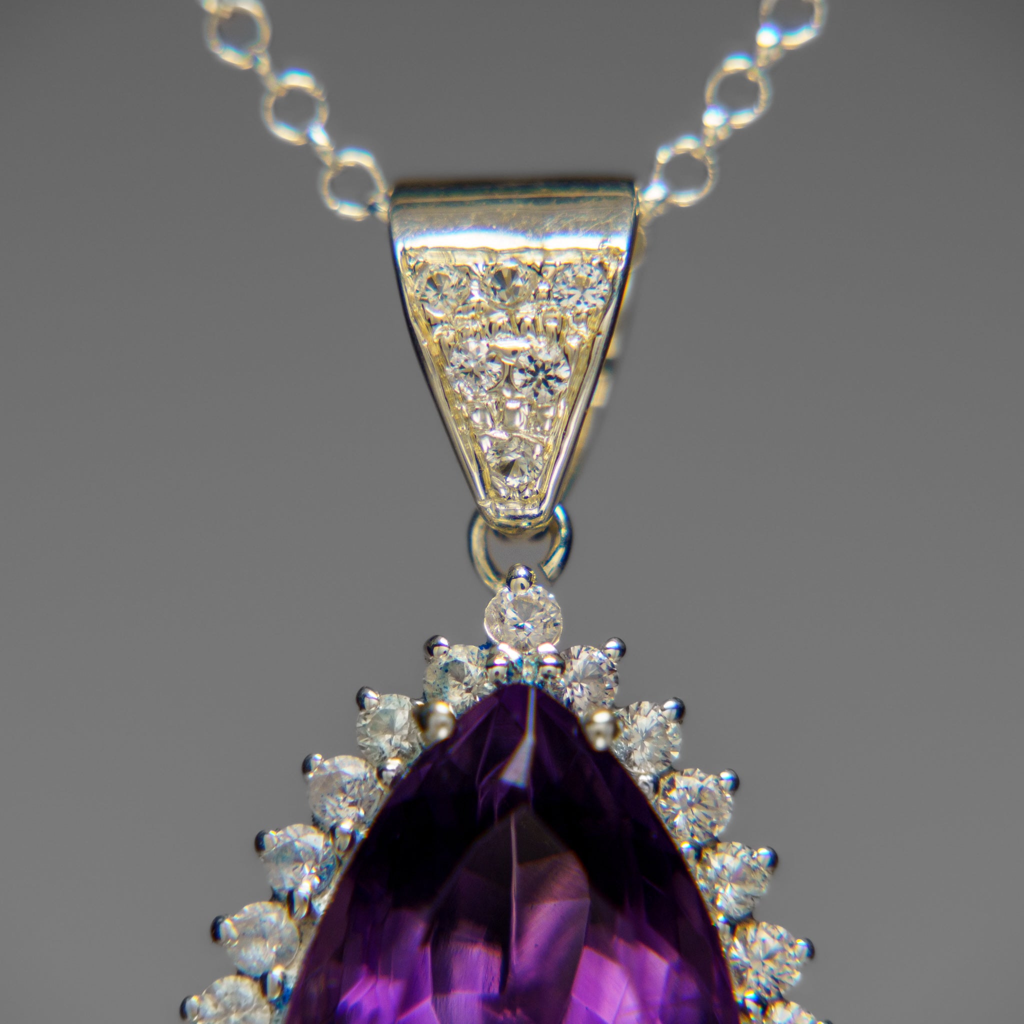 Sterling Silver Amethyst Gemstone Pendant with 18" Sterling Silver Chain