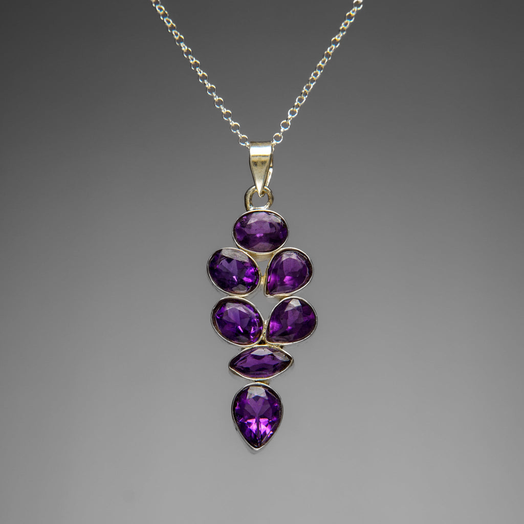 Sterling Silver Amethyst Gemstone Pendant with 18" Sterling Silver Chain