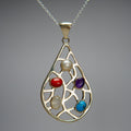 Sterling Silver Multi Gemstone Pendant with 18" Sterling Silver Chain