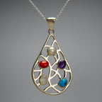 Sterling Silver Multi Gemstone Pendant with 18" Sterling Silver Chain