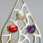 Sterling Silver Multi Gemstone Pendant with 18" Sterling Silver Chain