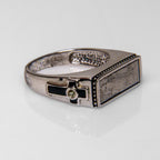 Genuine Seymchan Meteorite Ring in Sterling Silver (Size 10)