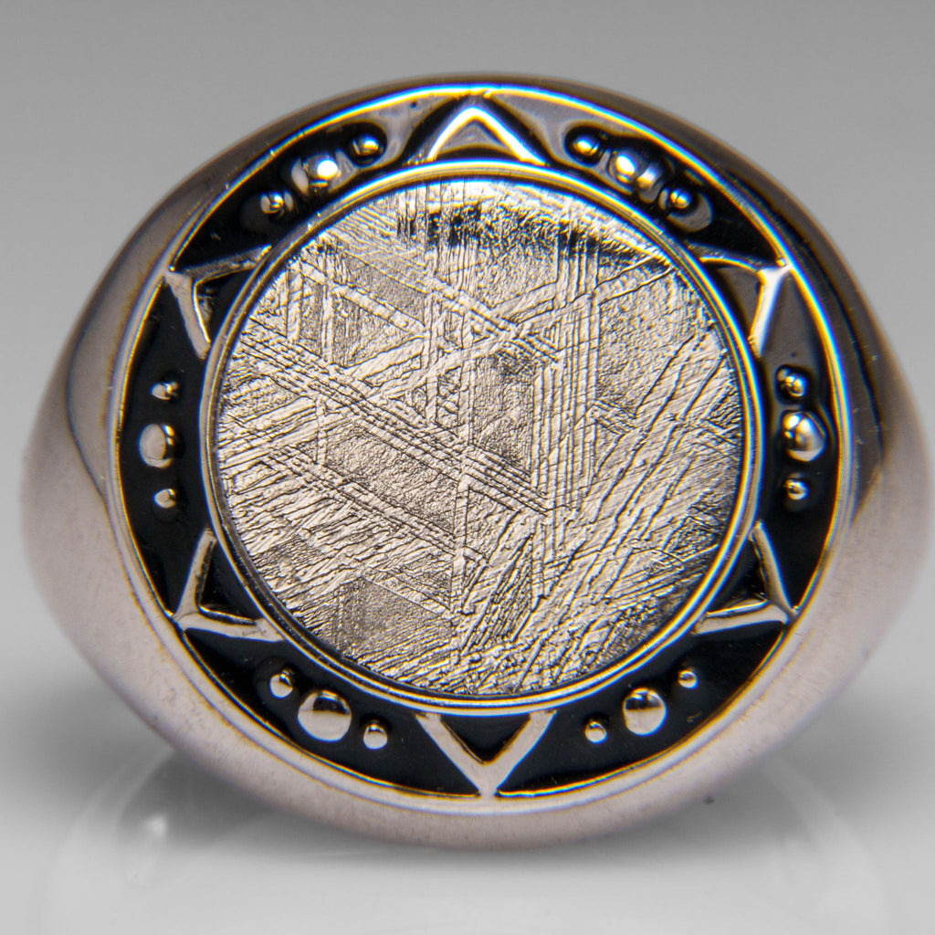 Genuine Seymchan Meteorite Ring in Sterling Silver (Size: 9 3/4)