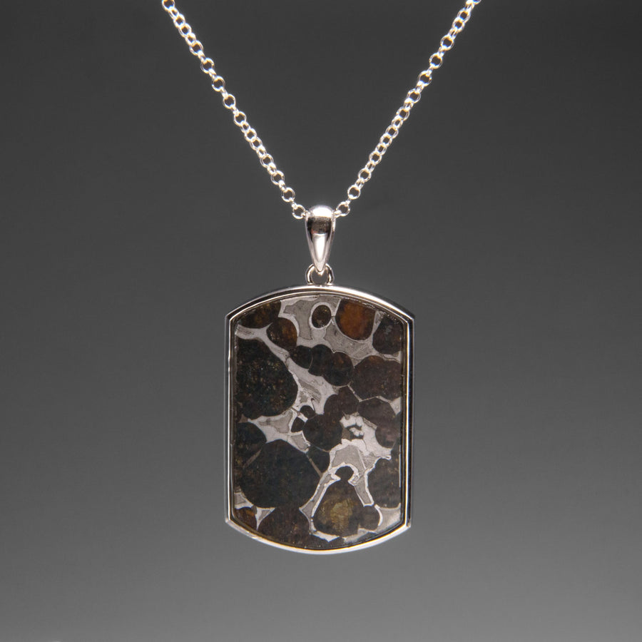 Sericho Pallasite Meteorite Pendant (4.9 grams) with 18" Sterling Silver Chain