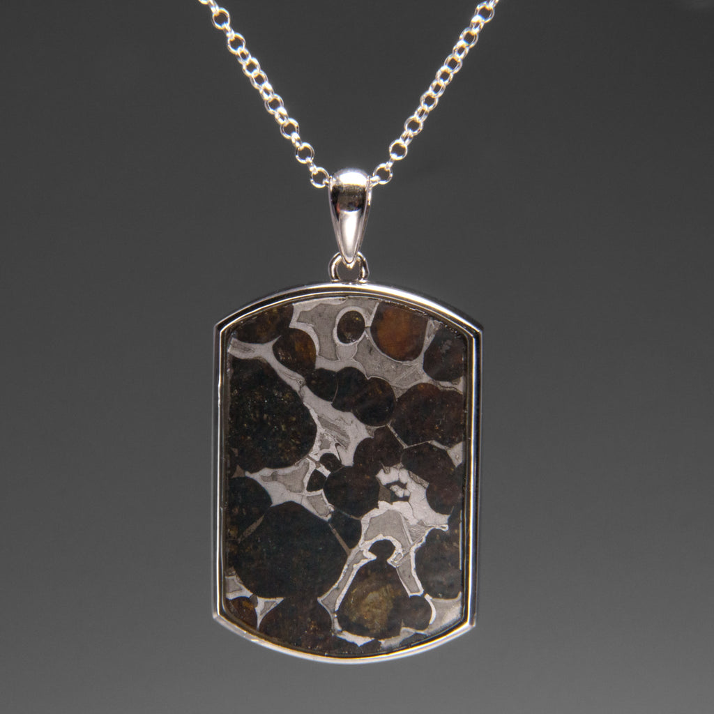 Sericho Pallasite Meteorite Pendant (4.9 grams) with 18" Sterling Silver Chain