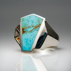 Genuine Turquoise Sterling Silver Men's Ring (Size 10)