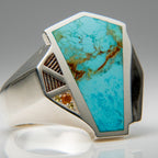 Genuine Turquoise Sterling Silver Men's Ring (Size 10)