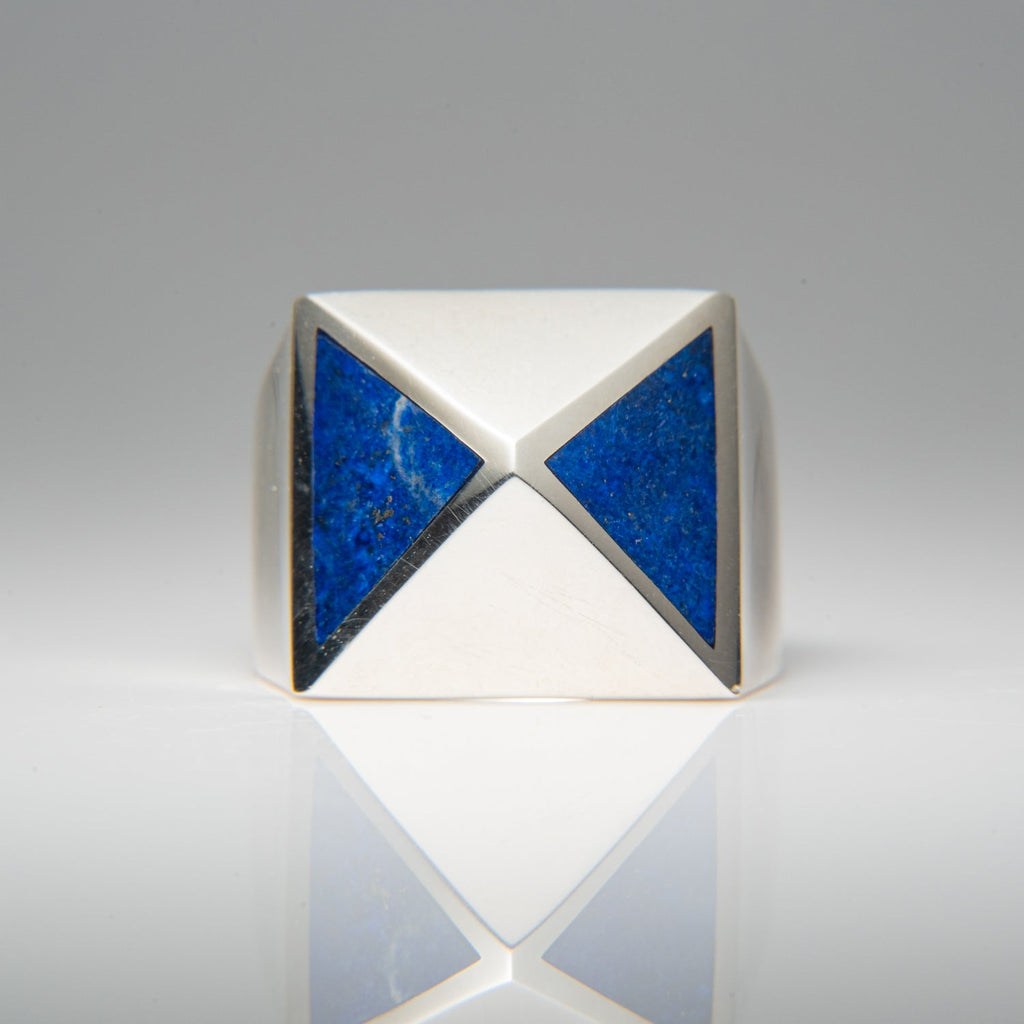 Genuine Lapis Lazuli Sterling Silver Men's Ring (Size 10)